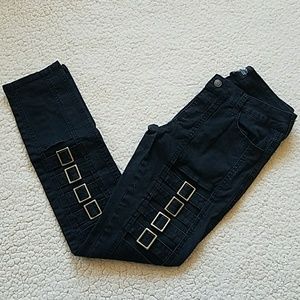Royal Bones Black Skinny Jeans with Silver Accents